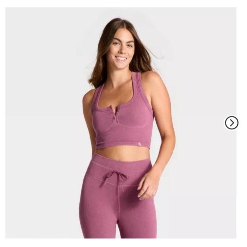 Women's Seamless Henley Tank Top - JoyLab™ Large Purple